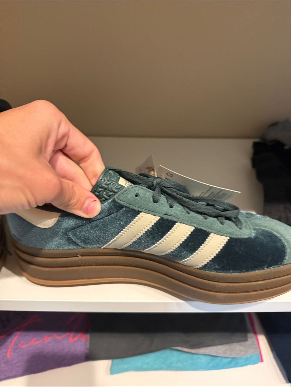 adidas Teal and Dark Teal Suede Sneakers with Gum Sole - Picture 3 of 7